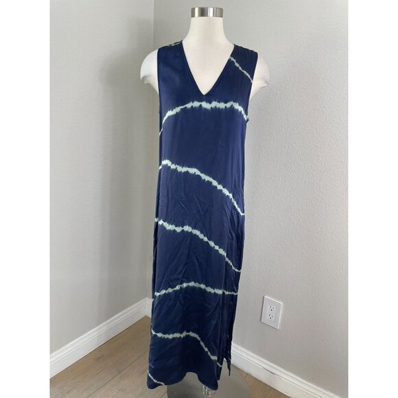L'agence. Womens Small Tie Dye 100% Silk Maxi Dress V Neck Sleeveless - Picture 1 of 10